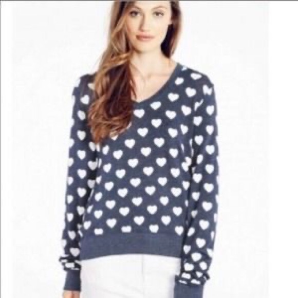 wildfox XS little hearts pullover sweater in navy - Picture 6 of 7